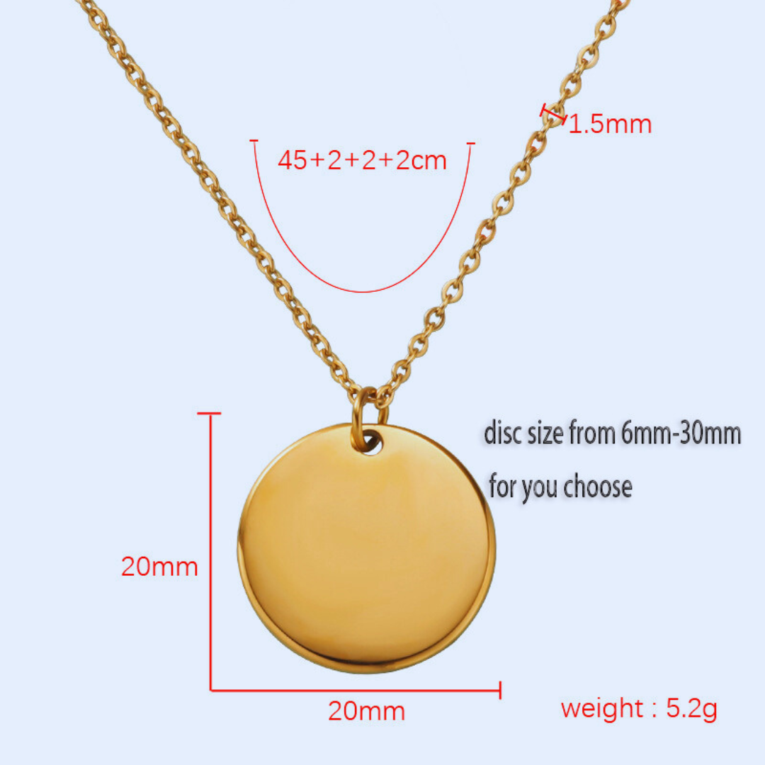 Round Personalised Necklace 20mm (Unisex)