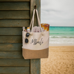 Personalised Okiyo Suna Jute & Cotton Beach Bag