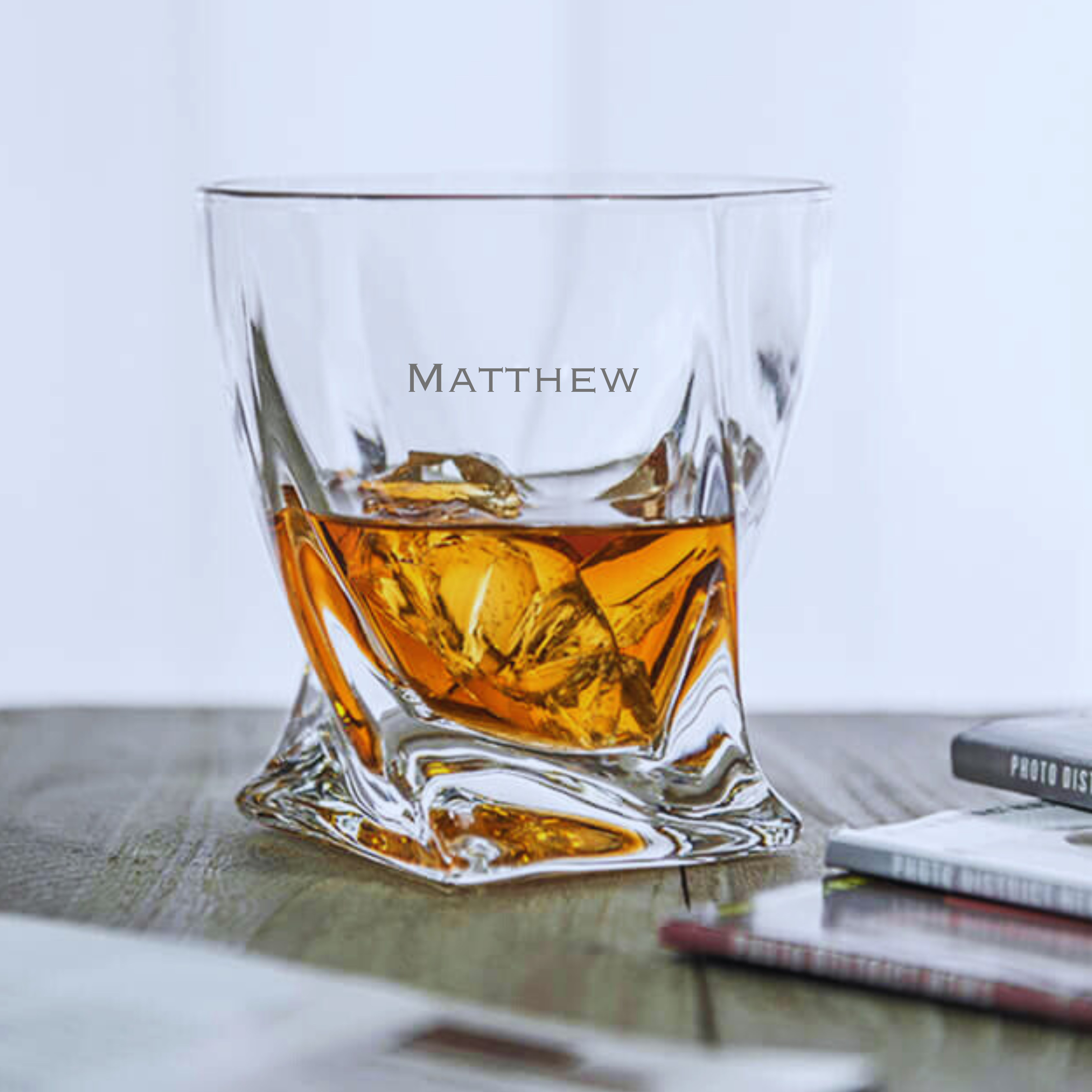 Engraved Twist Whisky Glass