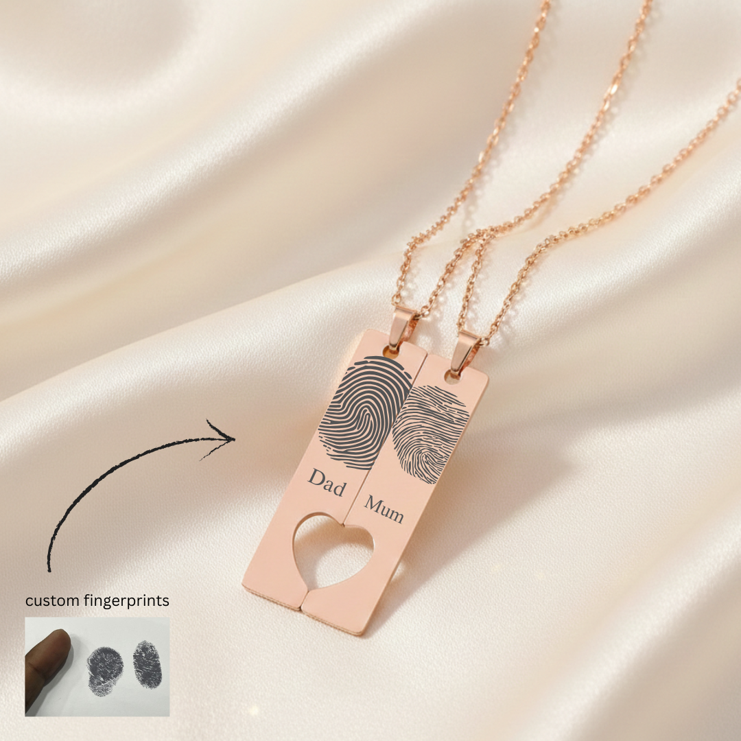 Engraved Unisex Long Strip Stainless Steel Pendant Necklace ( Set)
