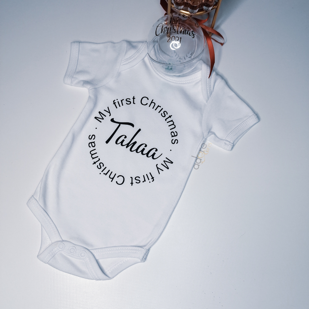 Monochrome 1st Christmas Personalised Onesie