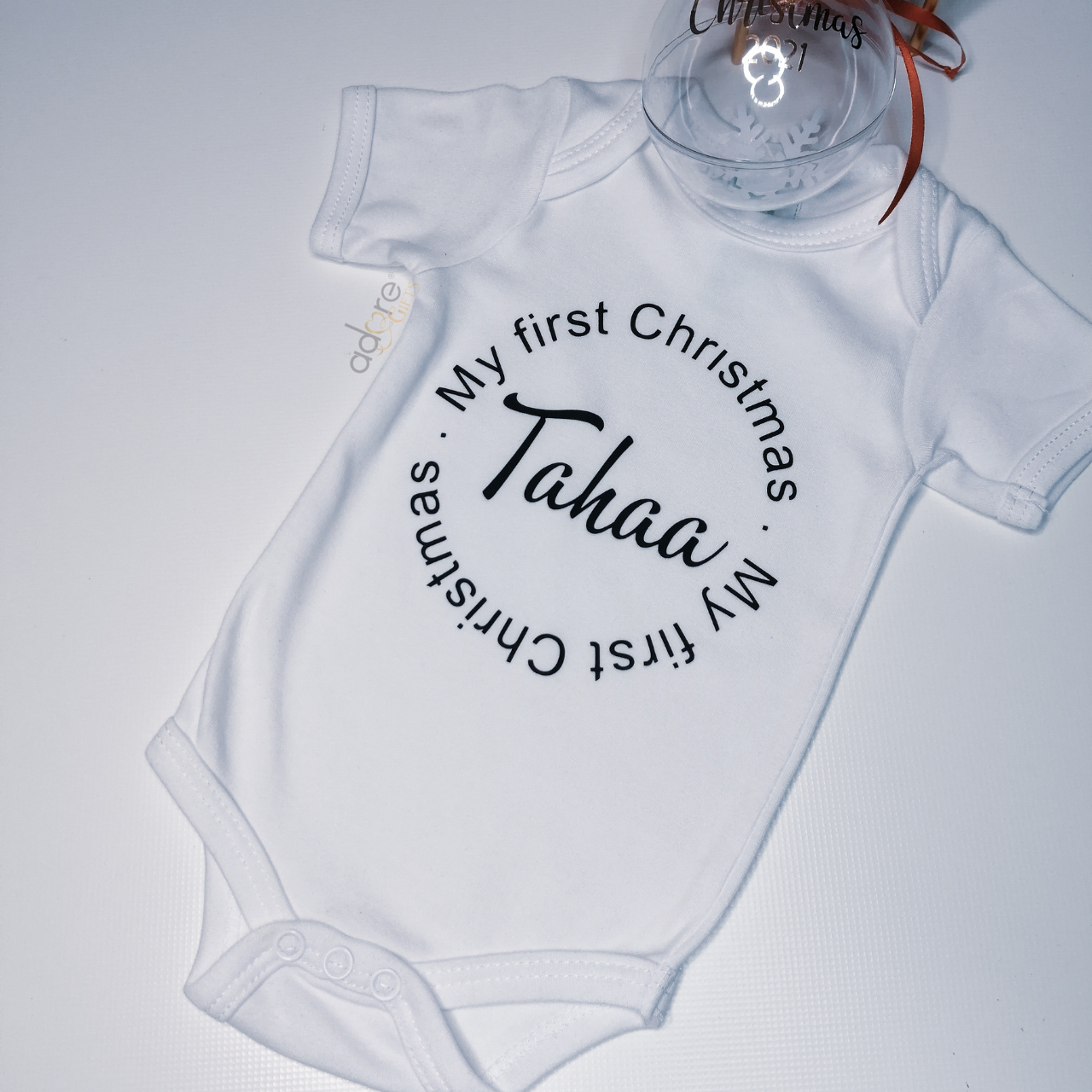 Monochrome 1st Christmas Personalised Onesie