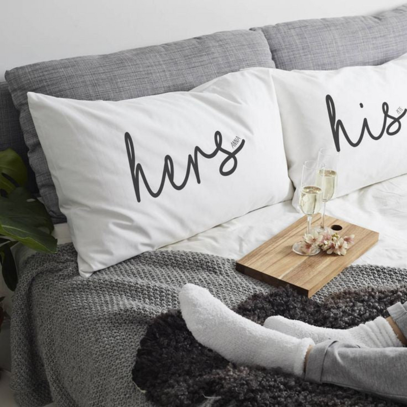 Personalised his and hers pillow cases