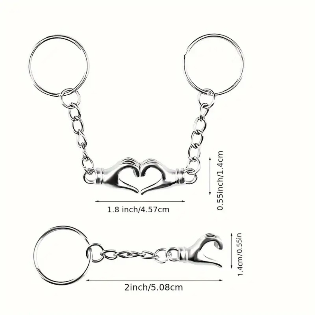 Magnetic Heart Palm-shaped Couple Keychain set