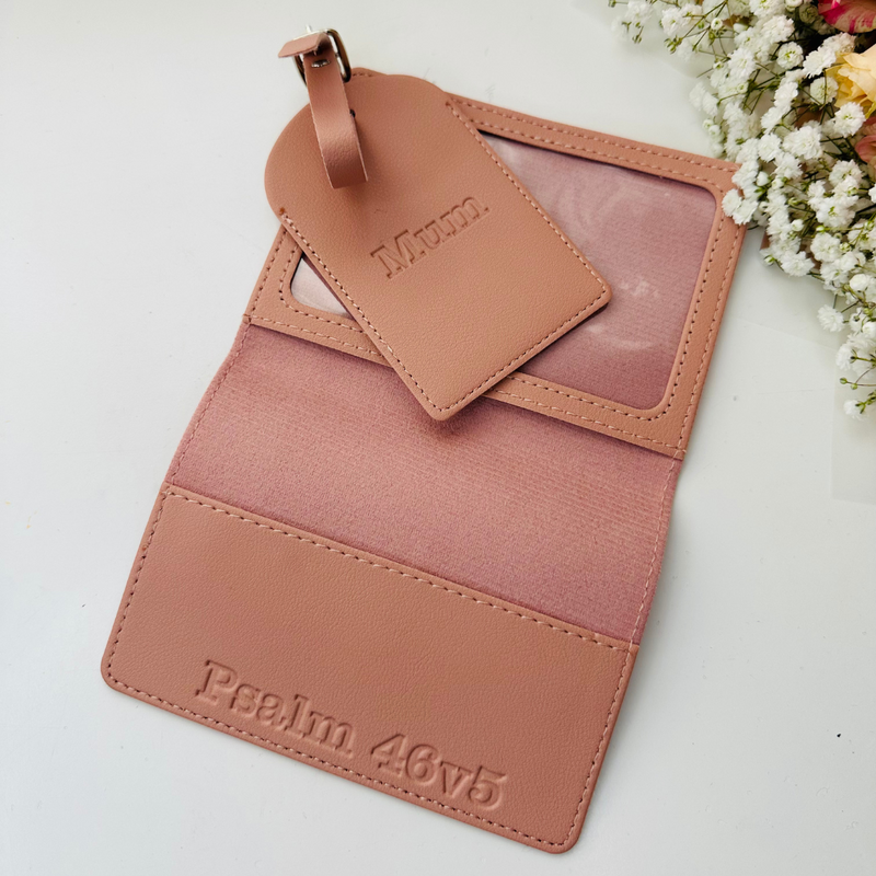 Personalised PU Leather Passport Cover & Luggage Tag Gift Set
