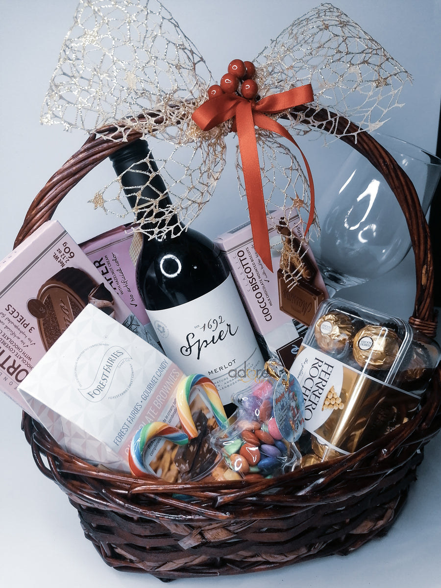 Wine and Chocolate Basket Adore Gifts