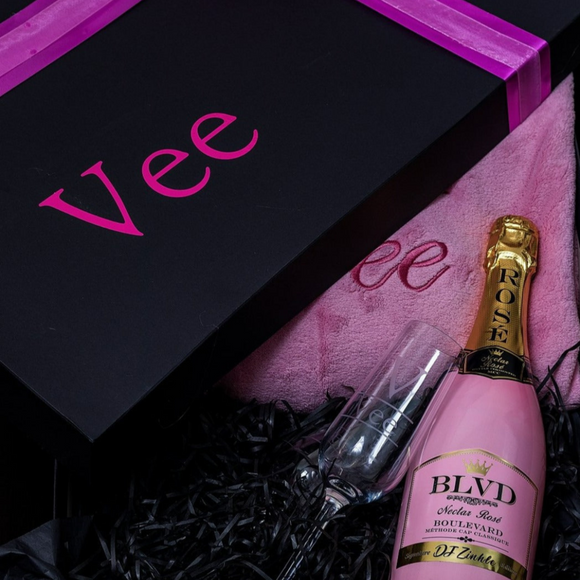 Blush Pink Gown and Wine Gift Box