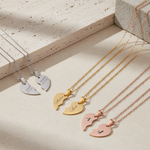 Engraved Heart Halves Necklace (Set)