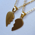 Engraved Heart Halves Necklace (Set)