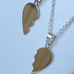 Engraved Heart Halves Necklace (Set)