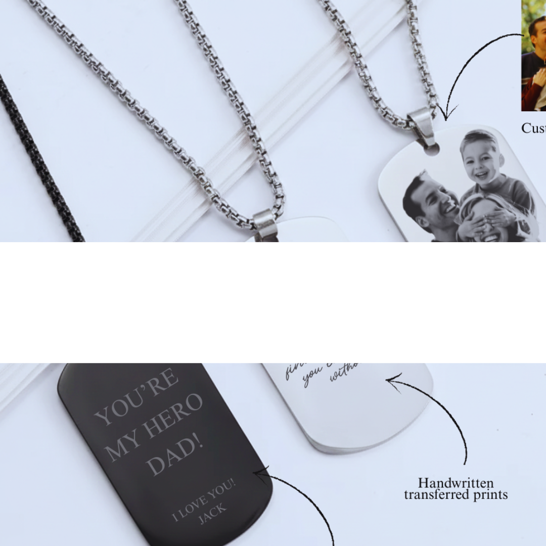 Engraved Retro Classic Stainless Steel Pendant Necklace