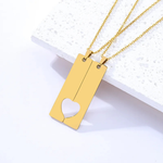 Engraved Unisex Long Strip Stainless Steel Pendant Necklace ( Set)