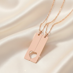 Engraved Unisex Long Strip Stainless Steel Pendant Necklace ( Set)