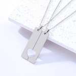 Engraved Unisex Long Strip Stainless Steel Pendant Necklace ( Set)