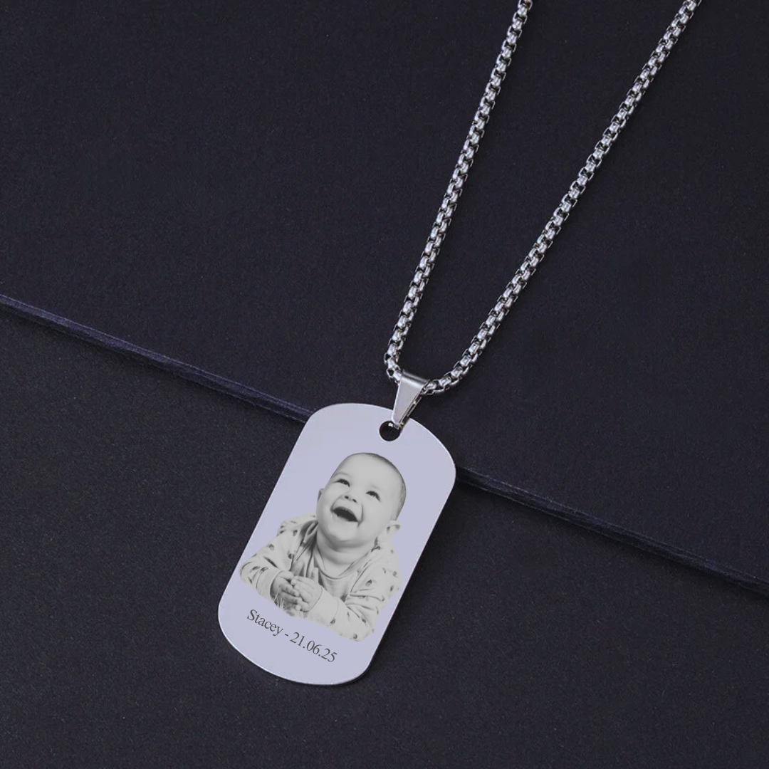 Engraved Retro Classic Stainless Steel Pendant Necklace