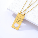 Engraved Unisex Long Strip Stainless Steel Pendant Necklace ( Set)