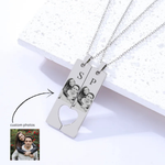 Engraved Unisex Long Strip Stainless Steel Pendant Necklace ( Set)