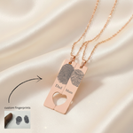 Engraved Unisex Long Strip Stainless Steel Pendant Necklace ( Set)