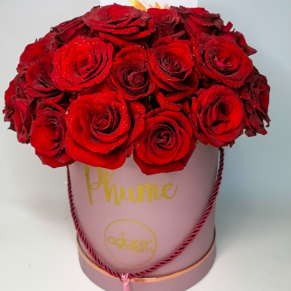 40 Red Roses in a Hat Box